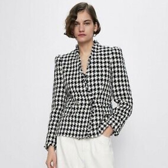 💕 Zara Tweed Houndstooth Blazer S 💕 - Picture 14 of 16